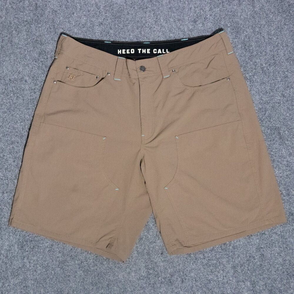 Howler Bros Waterman's Double Knee Work Shorts 38 Brown Ripstop 9" Performance